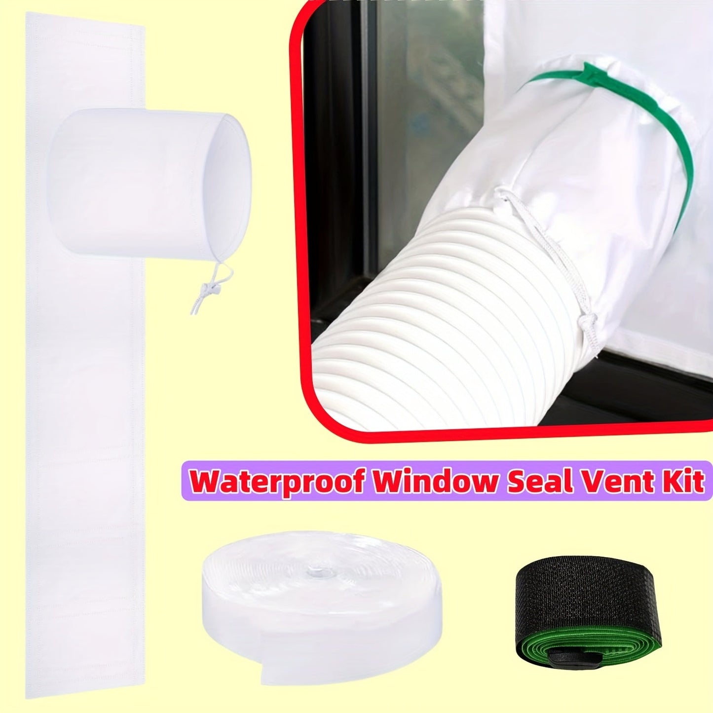 Adjustable Waterproof Window Seal Vent Kit for Portable Air Conditioners and Tumbler Dryers - Ensures 100% Sealing Effect, Easy Installation for Sliding, Double-Hung, Casement Windows. Upgraded 2024 Design, No Electricity Needed - Made of Durable Plastic