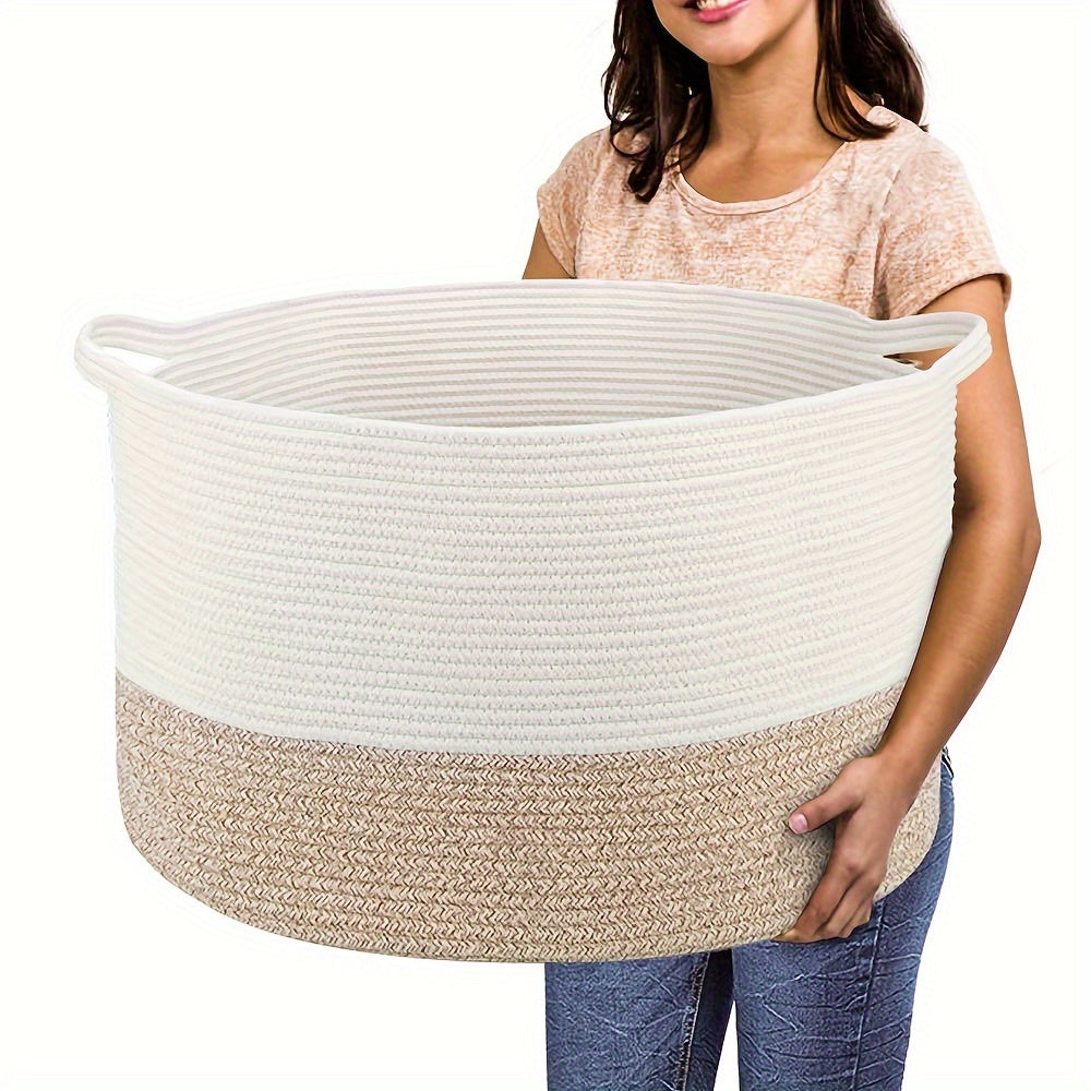 Large woven basket for toys, blankets, and home organization