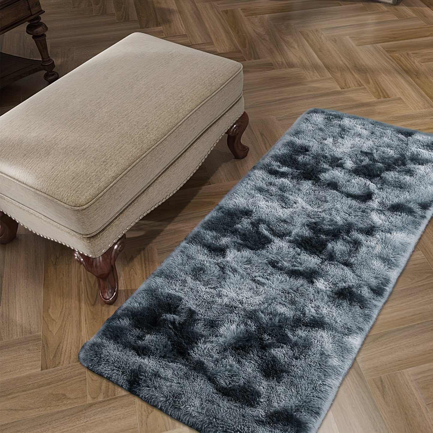 Large Soft Comfort Long Shaggy Faux Fur Area Rug with Hand-Washable Indoor Polyester Plush Carpet. Versatile for Living Room, Bedroom, and Public Spaces. Easy Maintenance with Modern Gradient Design.