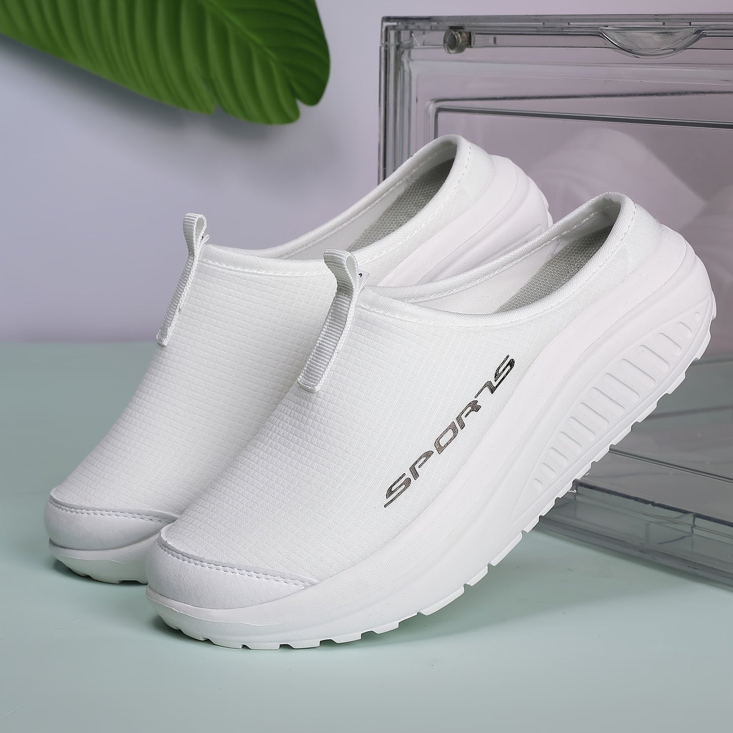 Women's slip-on sneakers with breathable mesh, EVA sole, comfortable insole, all-season low top design, stylish clogs, and slip-resistant.