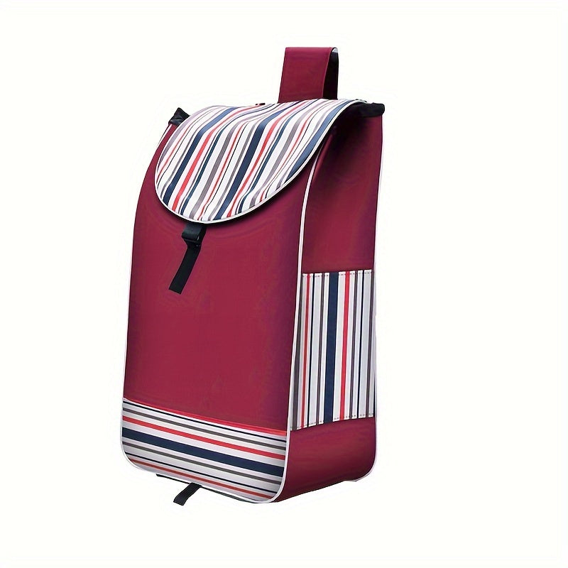 One piece of foldable, lightweight shopping cart replacement bag with a striped design. Can be used as a shopping bag for household items.