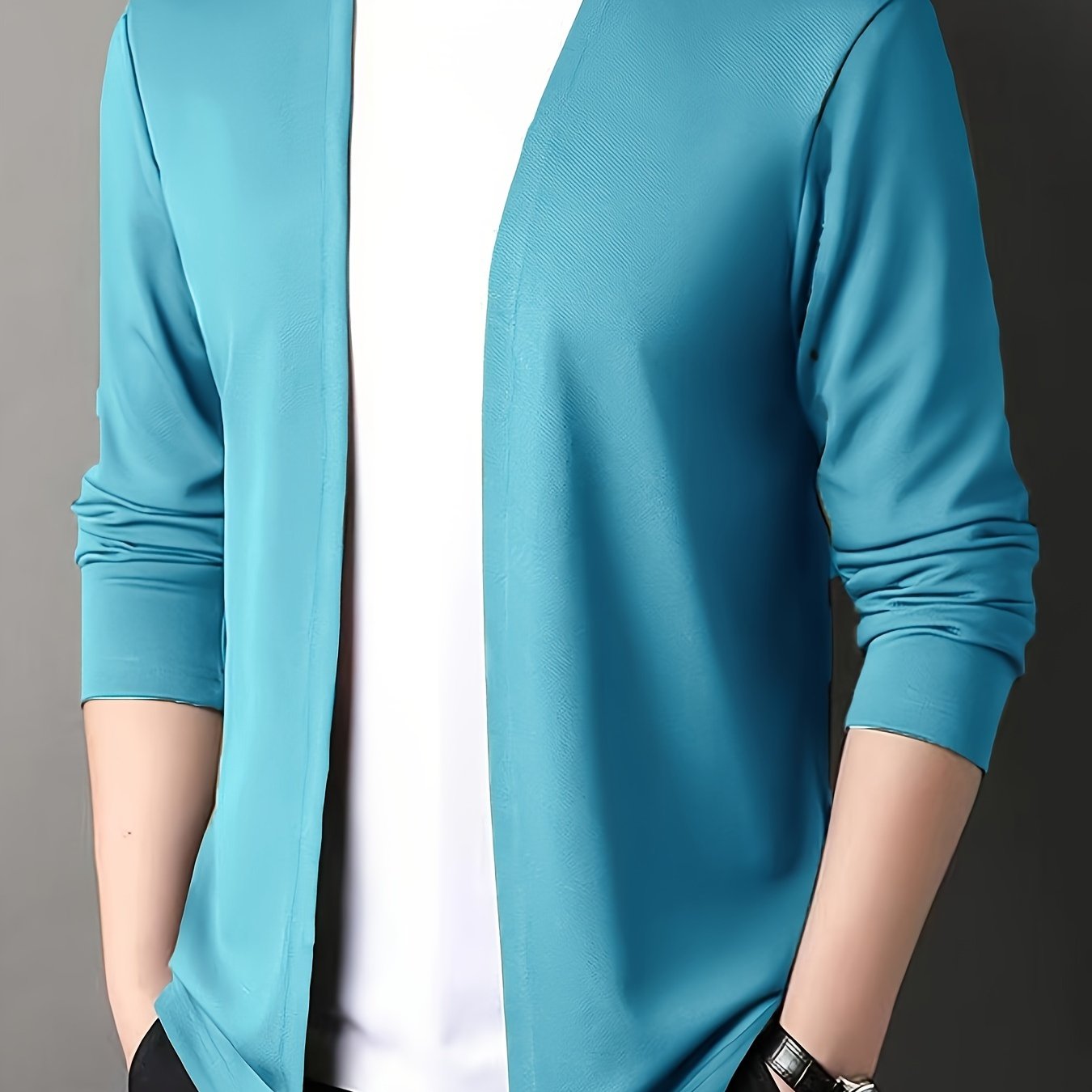 Men's slim-fit knitted cardigan for outdoor activities.