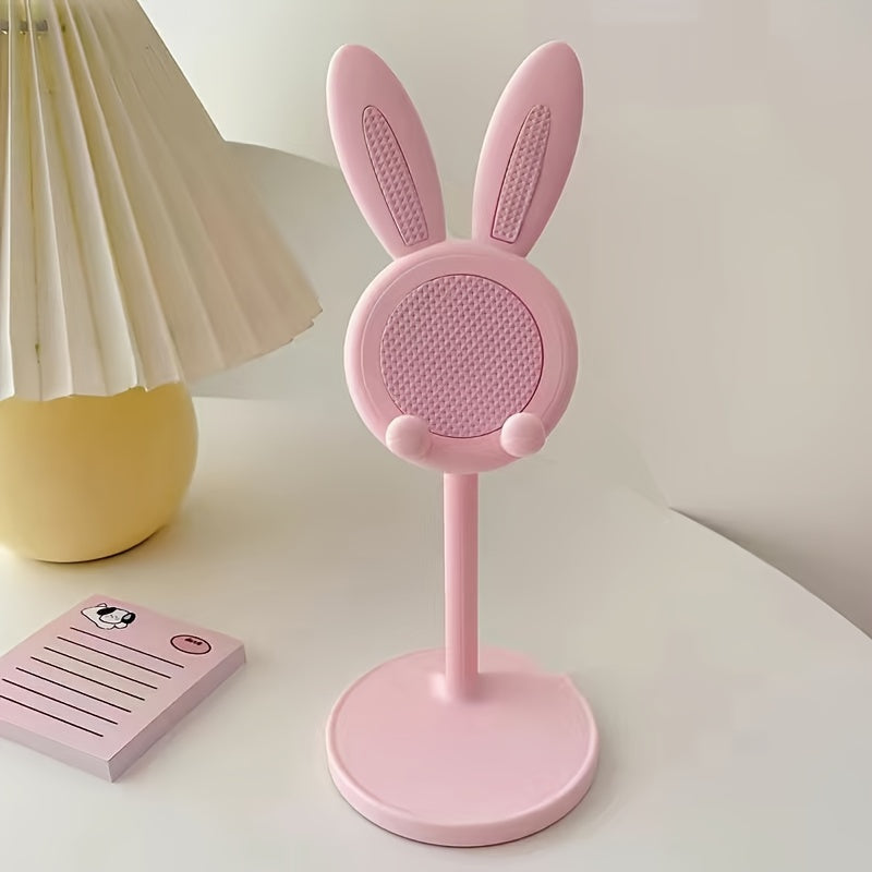 Adjustable height mobile phone holder for live broadcasts with a rabbit design