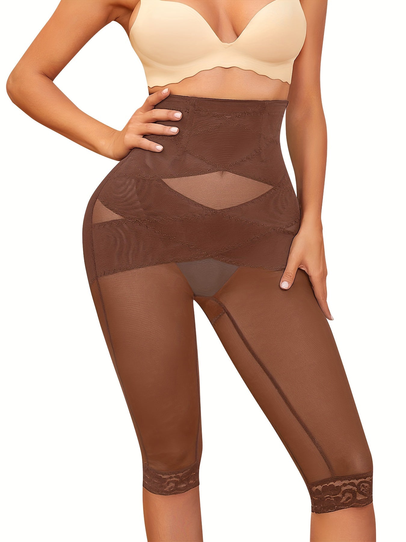 High waist body shaper cropped pants with belly cross design and butt lifting feature. Available in multiple colors.