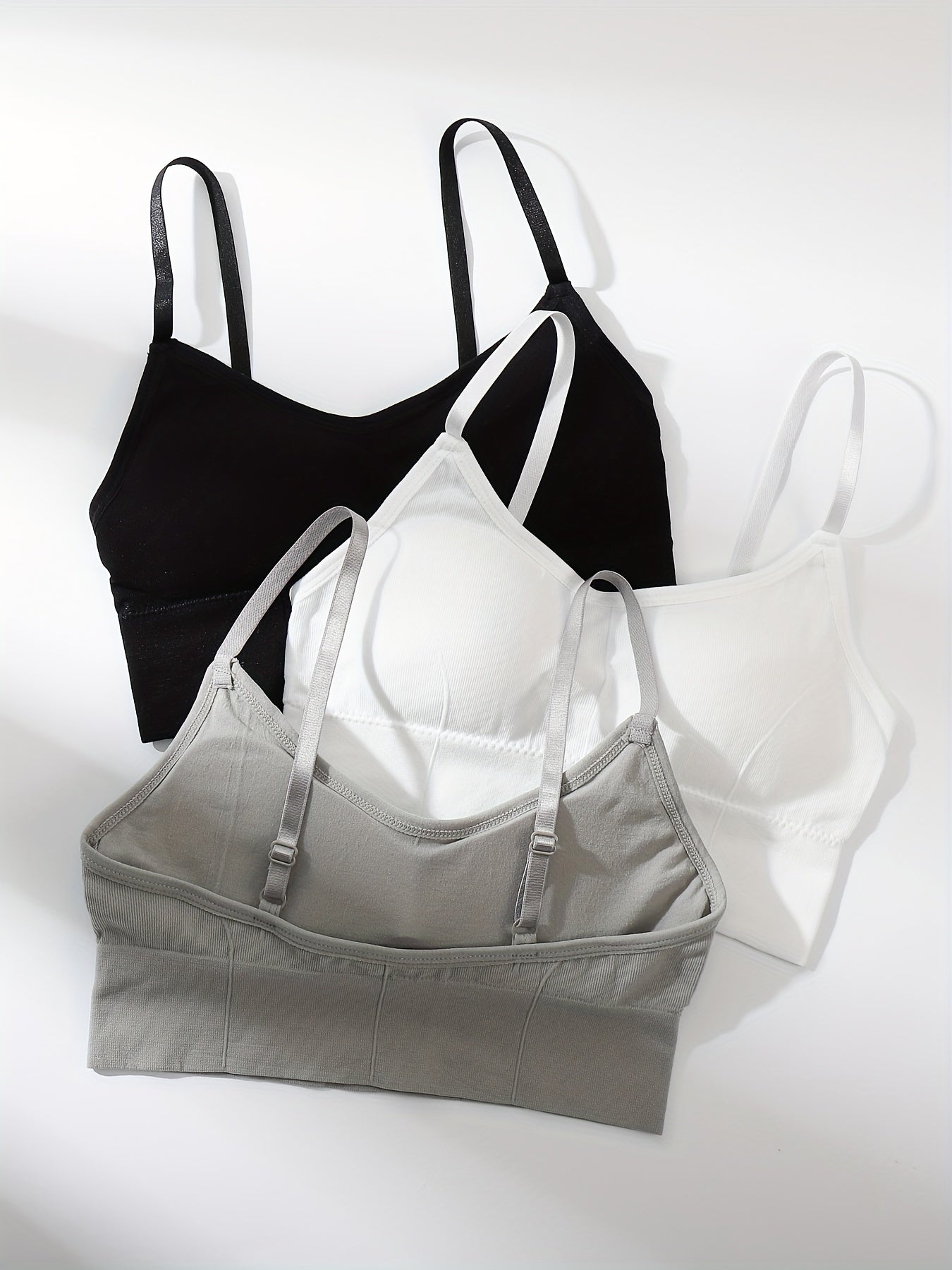 3 Simple solid cami tops that are soft, comfy, and versatile, perfect for women's lingerie and underwear.