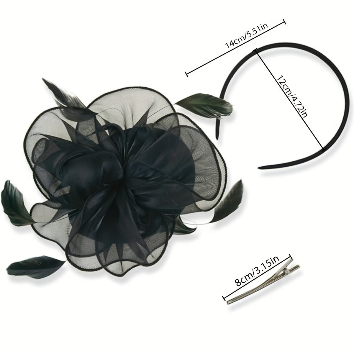 Elegant 1950s Style Fascinator Yarn Derby Hat for Women - Featherless Flower Hair Hoop Perfect for Tea Party, Cocktail, Wedding - Pack of 1 with Gift Box