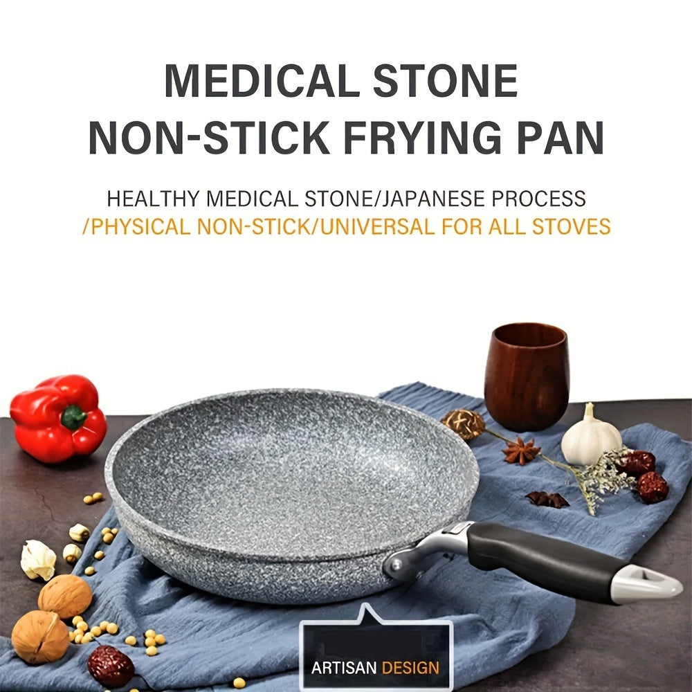 26.01cm Maifan Stone Skillet with Non-Stick Coating - Multipurpose Aluminum Alloy Frying Pan for Gas, Induction, and Electric Stoves - Long-Lasting and Easy to Clean Cookware for Cooking Steak, Soups, and More in your Kitchen