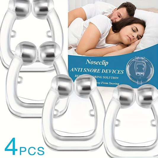 4 comfortable silicone magnetic nose clips improve sleep quality by keeping nasal airways clear for peaceful nights. Safe, easy-to-clean snoring solution is travel-friendly.