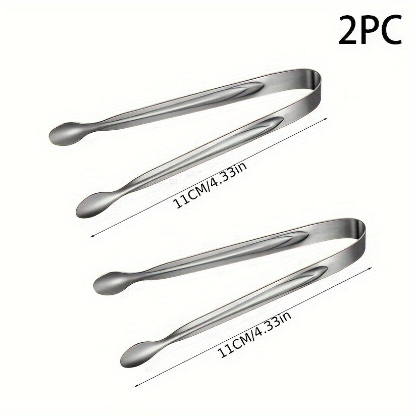 10/12 Stainless Steel Mini Tongs for Serving, Appetizers, Sugar, Ice. Perfect for Buffets, Bars, Cafes, BBQ Tables, or Kitchen. Versatile Catering Tool.