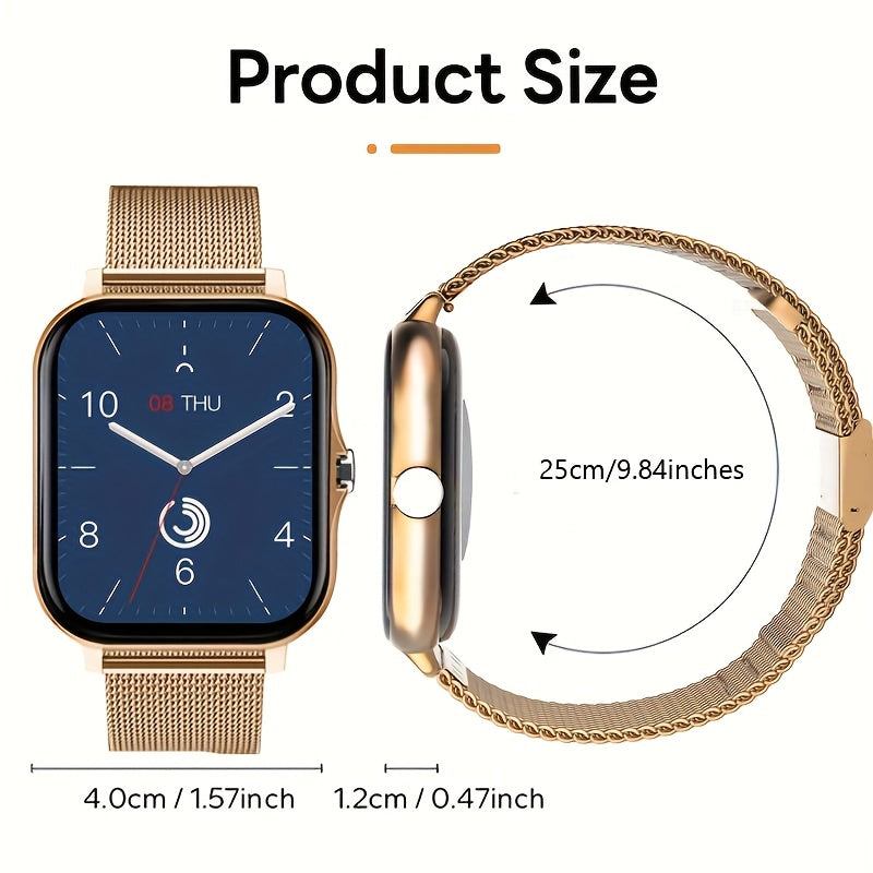 Gender-neutral Sports Smart Watch featuring a Vibrant Color Touch Screen, Personalized Dial, Compatible with Android & iOS, Sleek Alloy Case, Durable Stainless Steel Strap, Date & 24-Hour Display, Not Waterproof, Easy USB Charging, Long-lasting