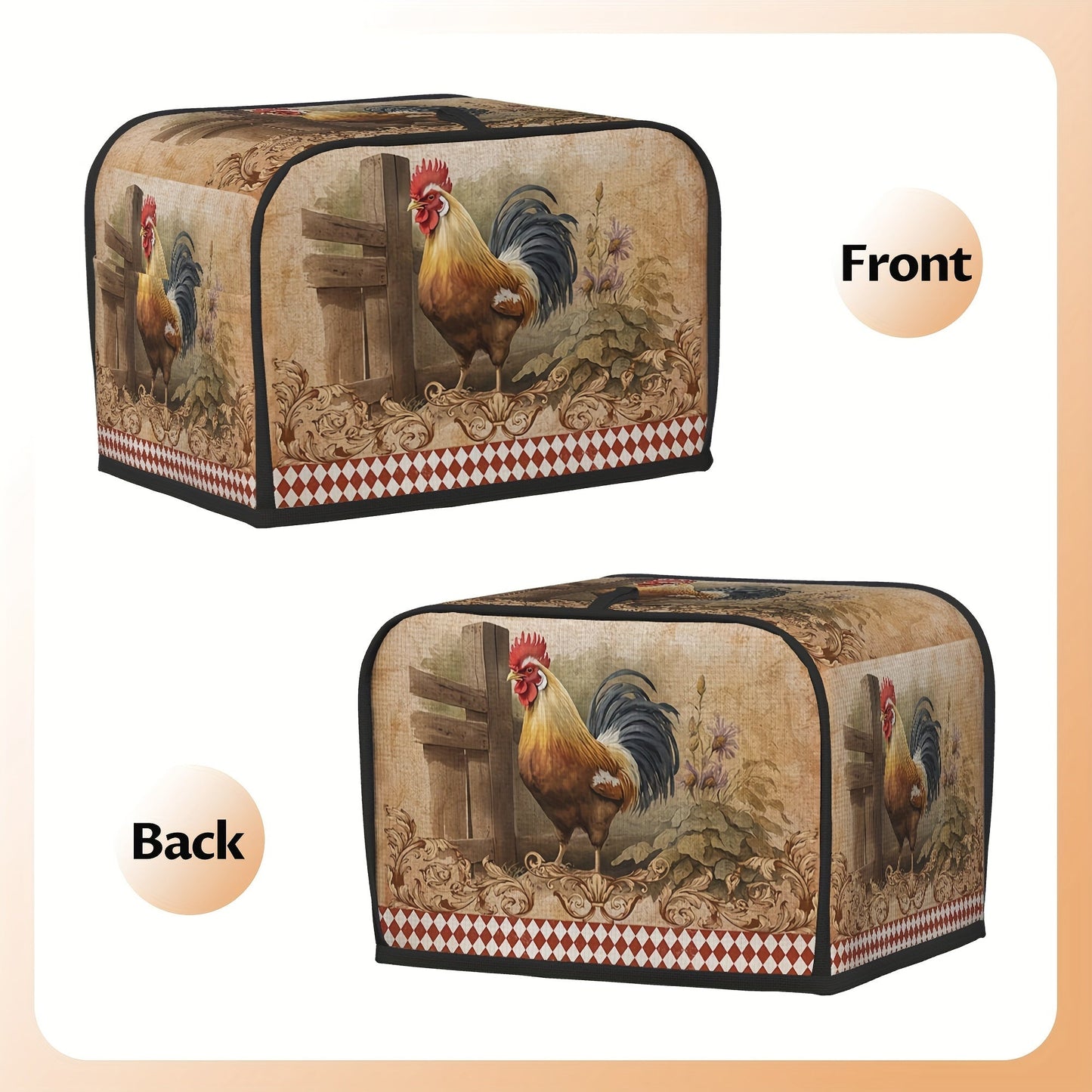 One piece of Vintage Rooster Print Toaster Cover and two pieces of Wide Slot Toaster Cover. These stylish covers are designed to protect your small kitchen appliances and keep them clean. They are easy to clean and a convenient storage solution for your