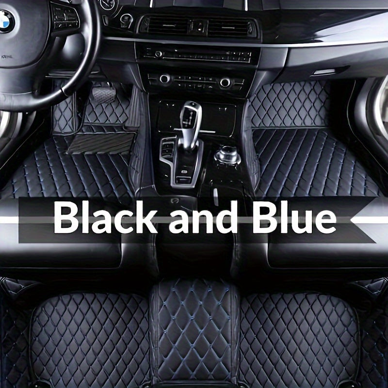 Ford Focus 2006-2011 Premium PU Leather Car Floor Mats with Quilted Diamond Pattern, Left-Hand Drive, Black Interior Protection. Stylish and Durable Car Decor Accessory.