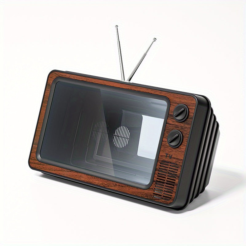 Vintage TV-shaped 30.48 cm phone screen amplifier magnifies 3D movies, videos, and games. Compatible with all smartphones.