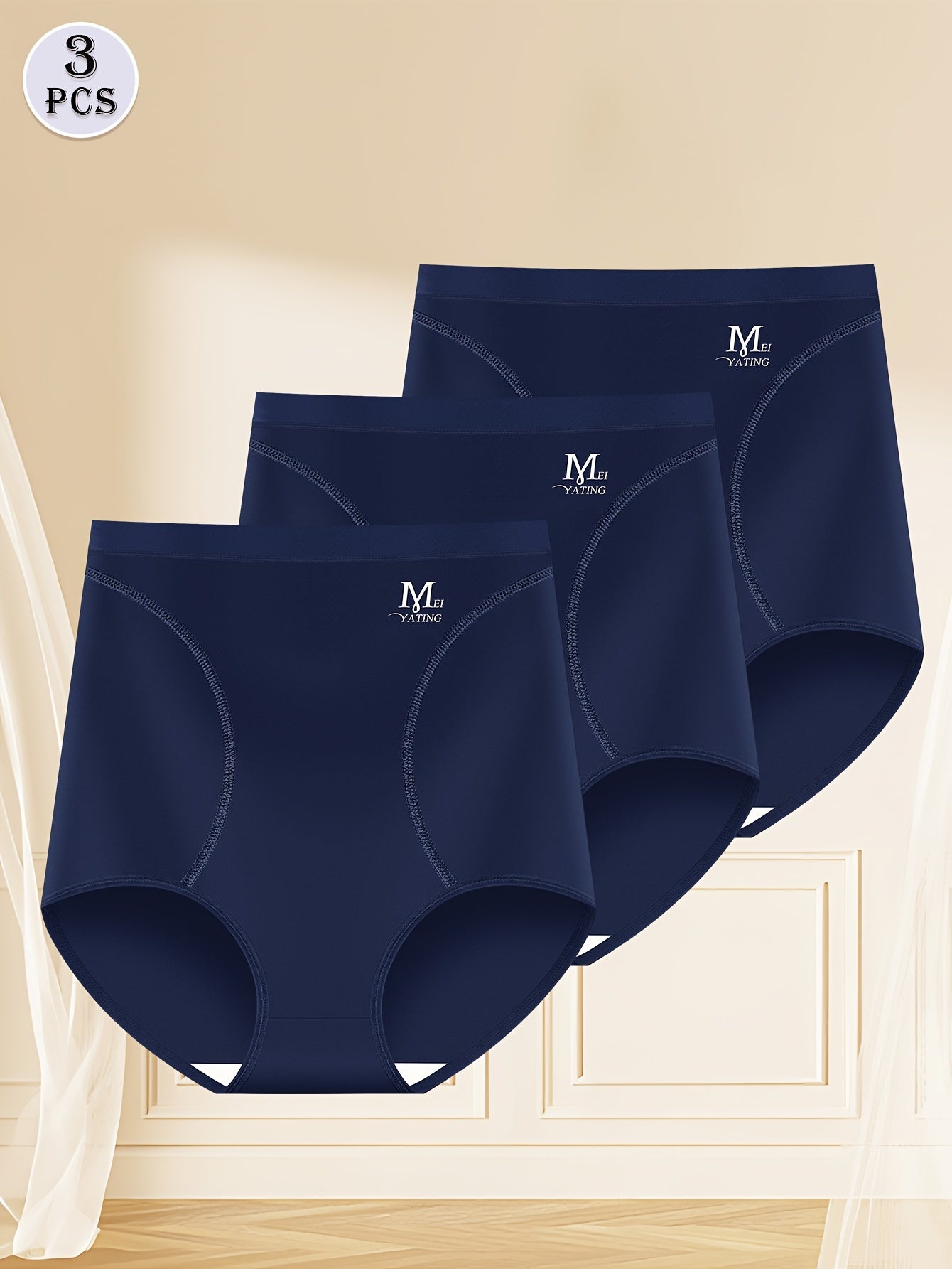 3 Women's high waist brief panties with body shaping and tummy control for comfort and skin-friendliness.