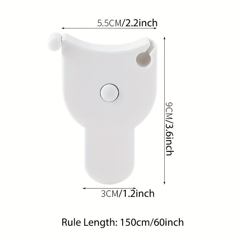 White Automatic Retractable Body Measuring Tape, 60 Inch (150cm), PVC Blade, Positive Lock, for Sewing, Knitting Supplies, Fitness & Crafts.