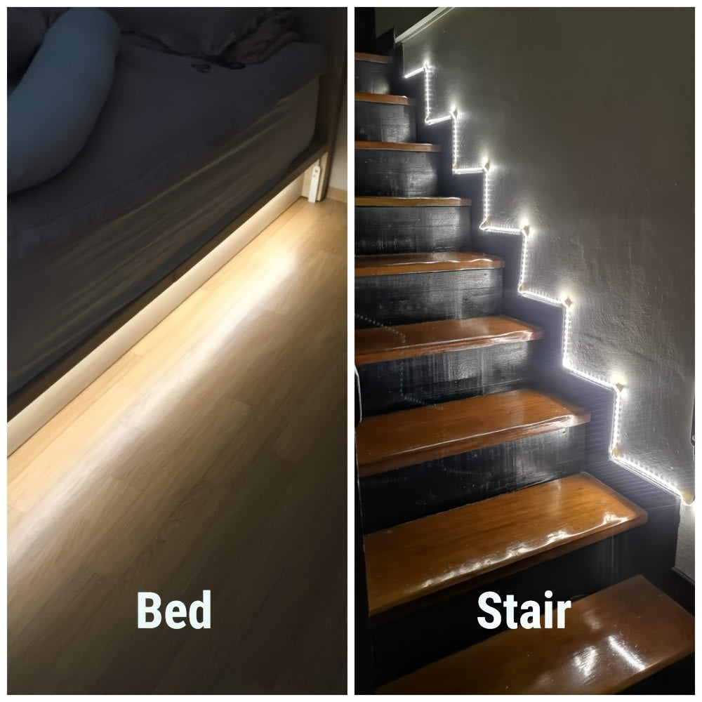 1 set of 99.97cm-5.0m motion-sensing LED light strips, with human body sensing and induction switches, ideal for various indoor spaces. (Batteries not included)