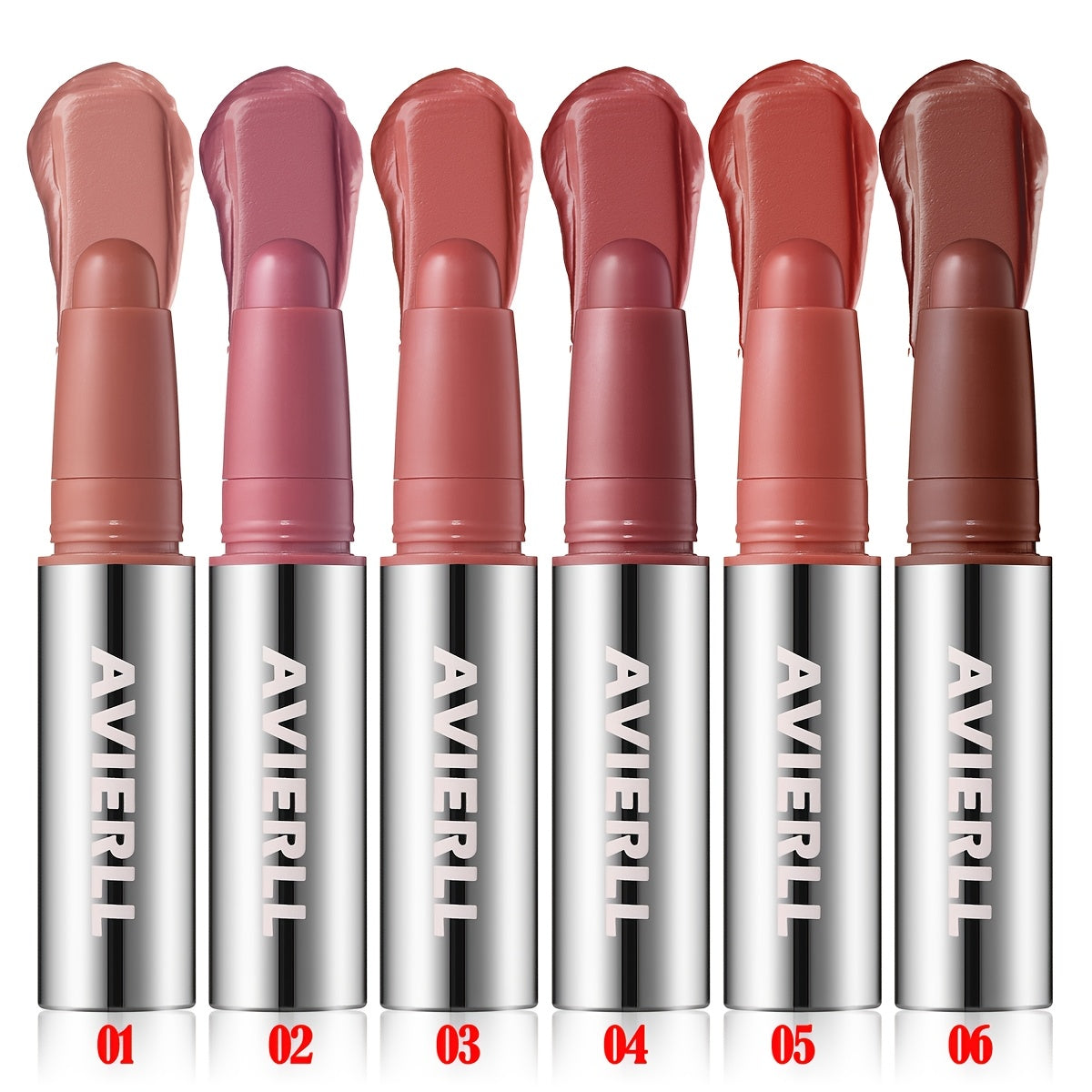 Aviérli Matte Lipstick Pen in Pink, Red, Nude shades, long-lasting, waterproof, moisturizing formula for everyday glam & holiday parties.