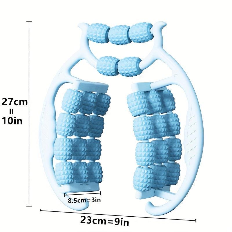 Manual massager for calf muscles with 29-wheel ring leg clamp