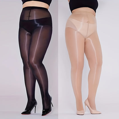 2 pairs of women's plus size sexy tights with high waist and slimming design, perfect for fall