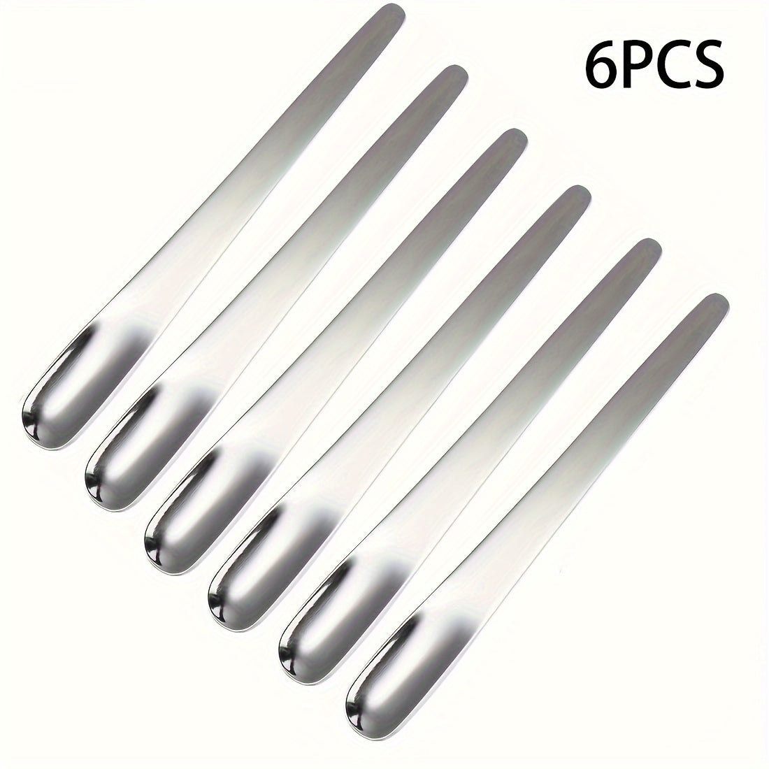 The set includes six high-quality stainless steel spoons, each 4.84 inches in length. The spoons can be used for stirring cocktails, serving mini ice cream, enjoying Italian espresso, and indulging in milkshakes, puddings, yogurt, and coffee. They are