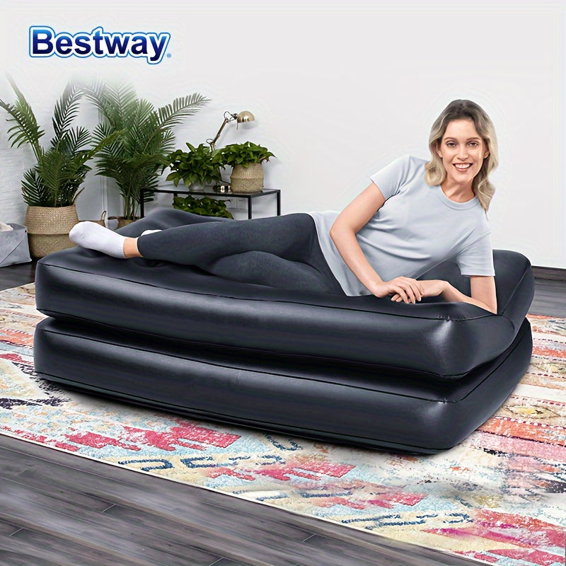 Bestway Double Inflatable Sofa in Classic Black PVC with Backrest for Outdoor Use, Camping, and Lawn Decor by BESTWAY