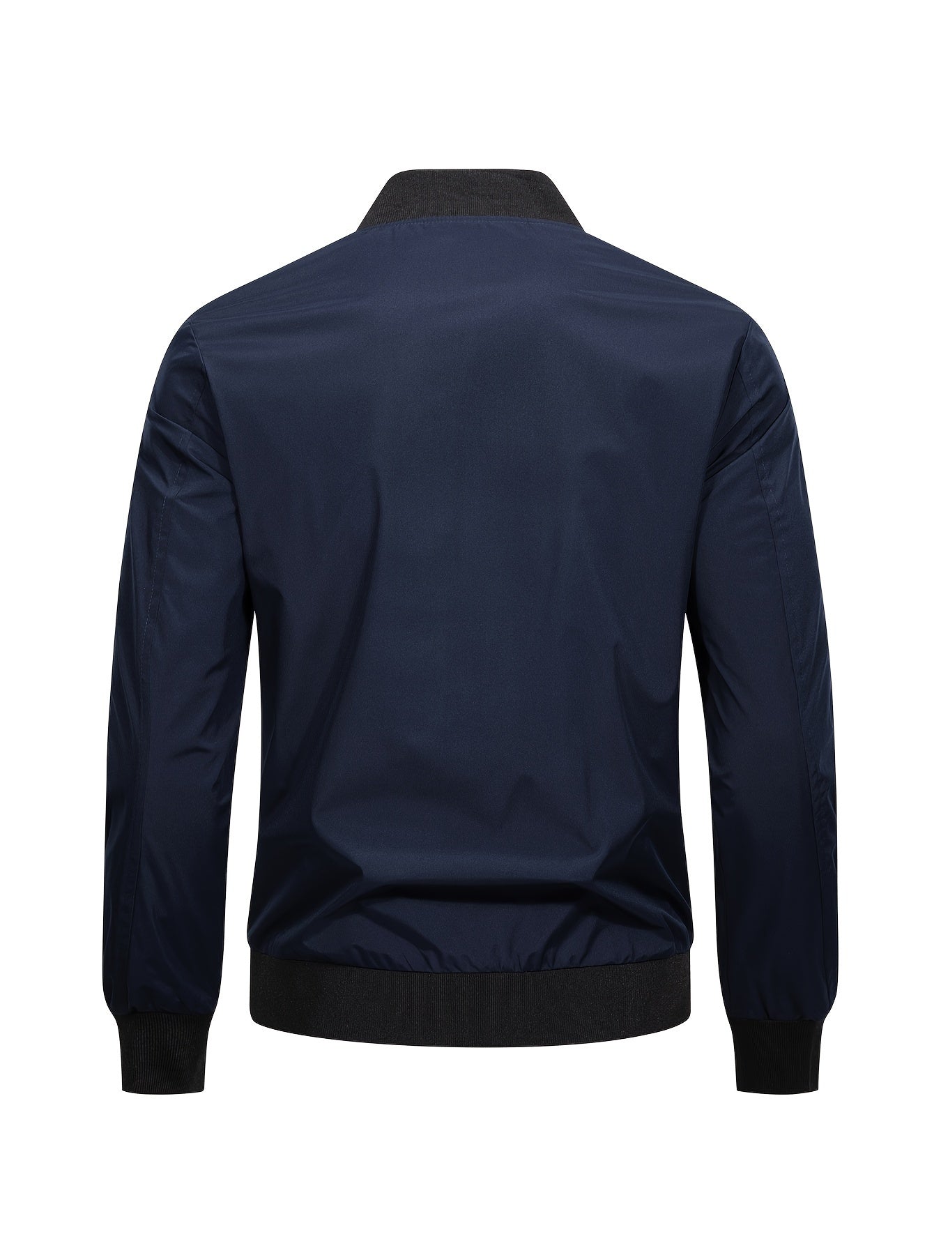 Color block men's lightweight windbreaker with full zip and stand collar for outdoor fashion.