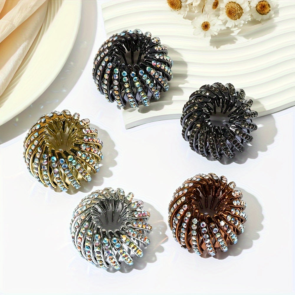 Stylish Bird Nest Hair Clip - Shiny Rhinestone Ponytail Holder with Secure Grip, Long-lasting Hold for Women and Girls - Trendy Hair Accessory