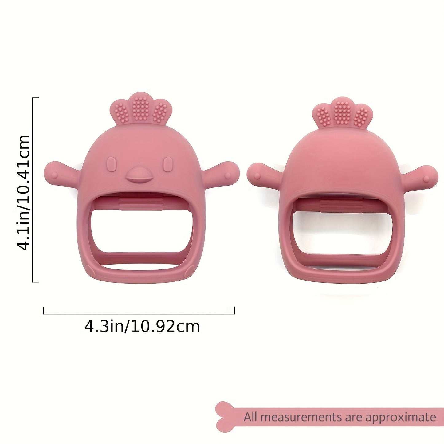 Soft Silicone Chicken-Shaped Teething Mittens for Babies - Anti-Drop Chew Toys Suitable for Babies 3 Months and older, Available in Various Colors