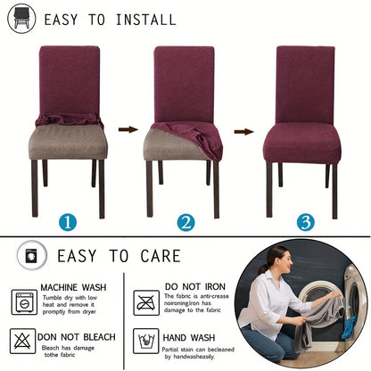 2/4pcs Leaf Jacquard Chair Covers, suitable for various chair sizes. Easy to install, non-slip, and provides protection for chairs in living rooms and kitchens.