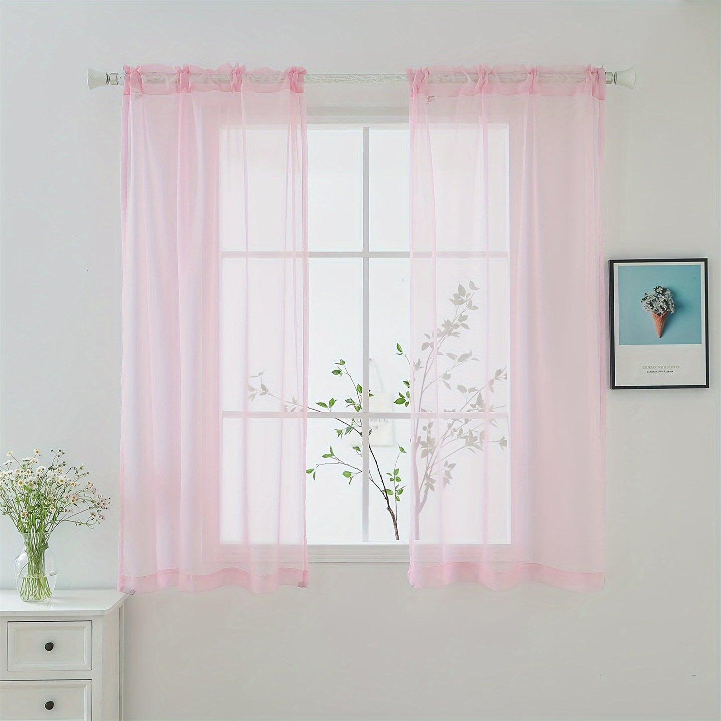 [Top Pick] Add a touch of elegance to your home with these stylish terylene gauze curtains. The two-piece set features a semi-transparent design in a plain color, perfect for creating a breathable and lightweight atmosphere in any room. Hang them with