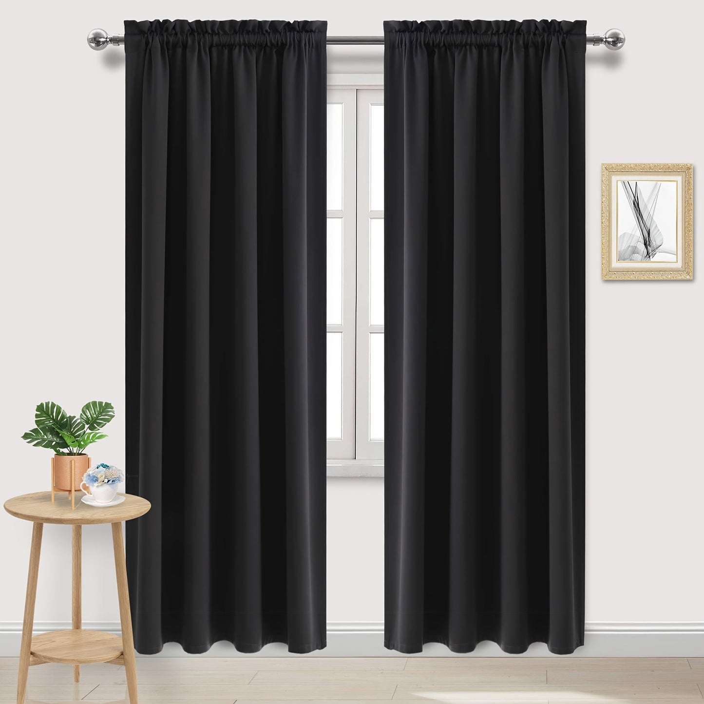 Blackout Curtains with Rod Pocket for Bedroom, Blocks UV Light and Darkens Rooms, Ideal for Living Room, Office, and Home Decor