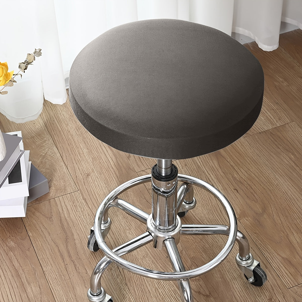 Waterproof round stool cover made of milk fiber fabric with elastic.