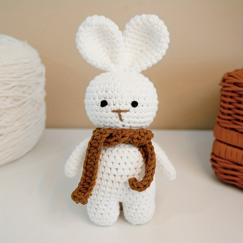 Unique Crocheted Animal Plush Toys - Elephant, Lion, and Bunny - Adorable Cotton Play Dolls in Khaki, Grey, and White - Ideal Keepsake Present