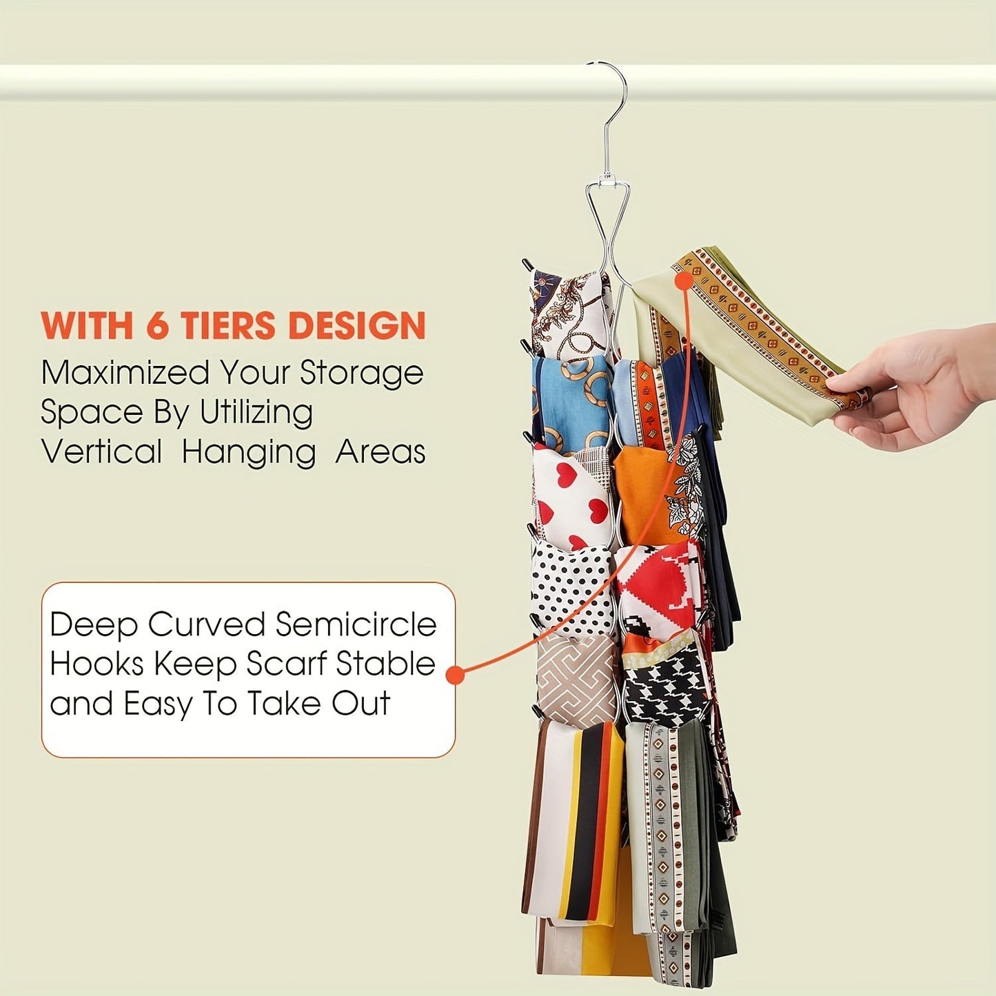 Non-slip Ties Hanger with Multiple Hooks, 360° Swivel Belts Rack for Scarves and Ties, Closet Organizer for Saving Space in Household, Wardrobe, Dorm, and Home – Perfect Gift for Men and Boyfriends