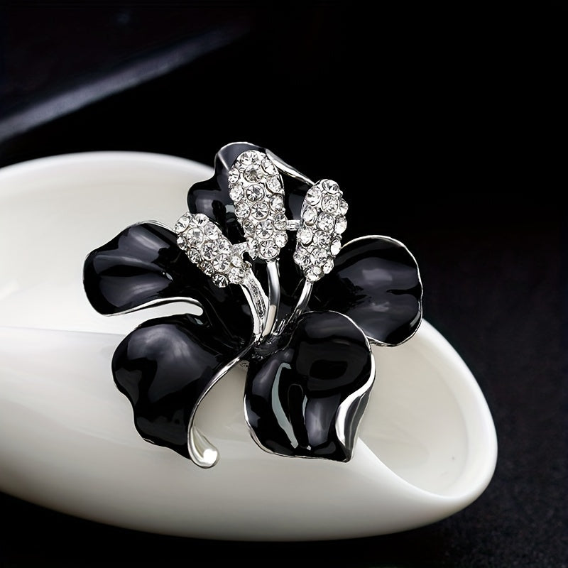 Stylish Flower Brooch Pins Made of High-Quality Alloy, Featuring a Unique Rose Design Adorned with Shimmering Rhinestones, Perfect for adding a touch of Glamour to Bridal and Wedding Attire