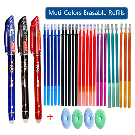 Set of 13 or 20 erasable pens with 0.5 refill, washable handle. Perfect for office or school use.