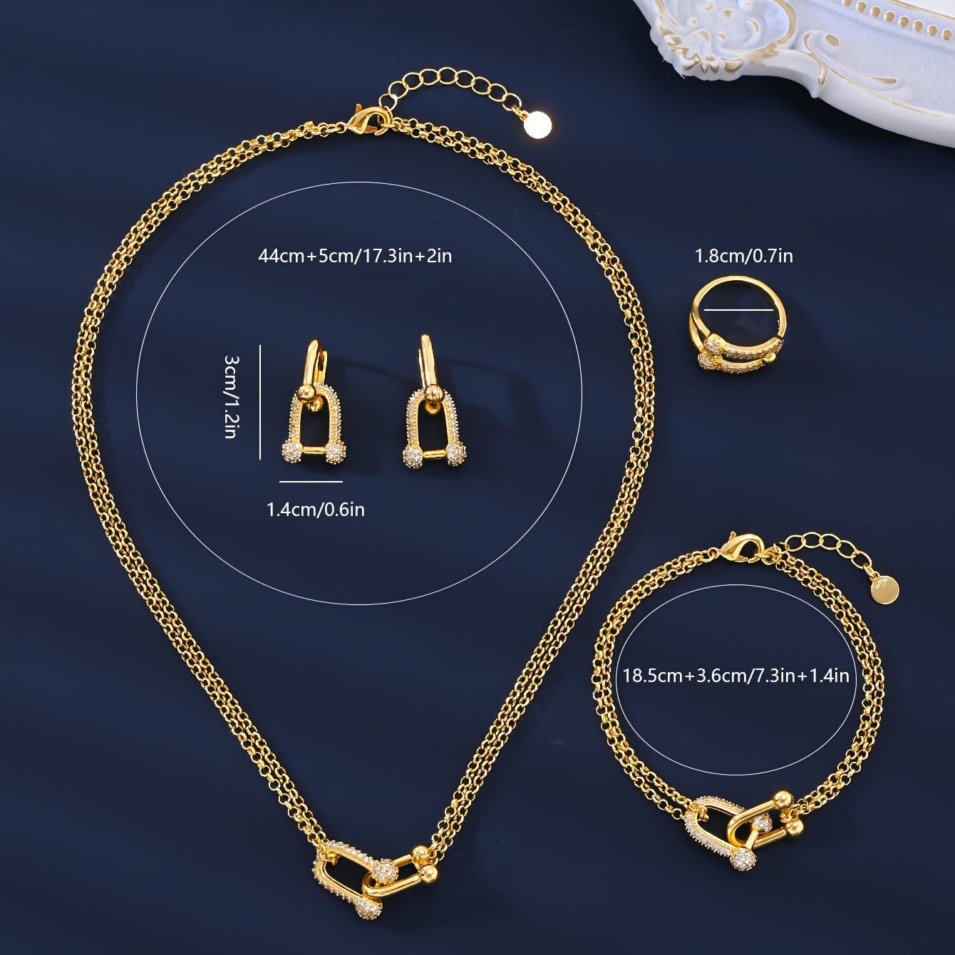 MEIZ Elegant Women's Fashion Jewelry Set - 18K Golden Plated Copper with Synthetic Zirconia, Featuring Sexy & Cute Style, Great for Gifting and Parties, Perfect for Valentine's Day and Every Season.