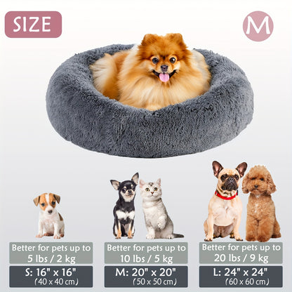 Cozy round pet bed for dogs, ideal for autumn and winter indoor sleeping.