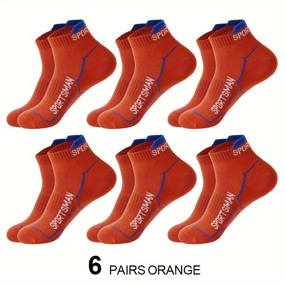 6 pairs of breathable men's short socks for all seasons, sweat-absorbing and sweat-resistant.