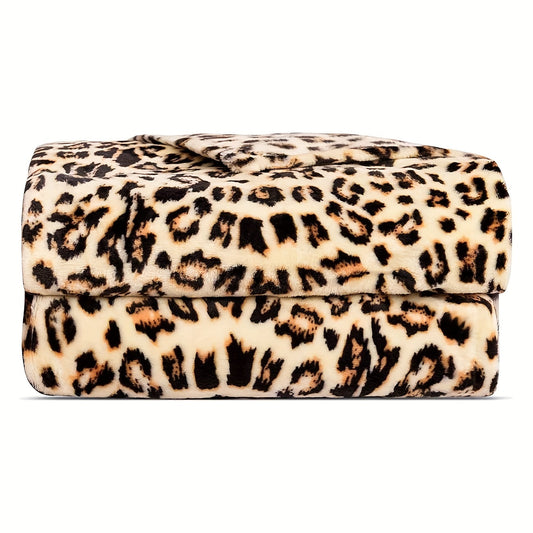 Leopard naqshli, cheetah ikki tomonlama bosma, qulay plush fleece tashlamalari va ko'rpa-to'shaklar, divan, divan, yotoq uchun leopard naqshi - 1 dona