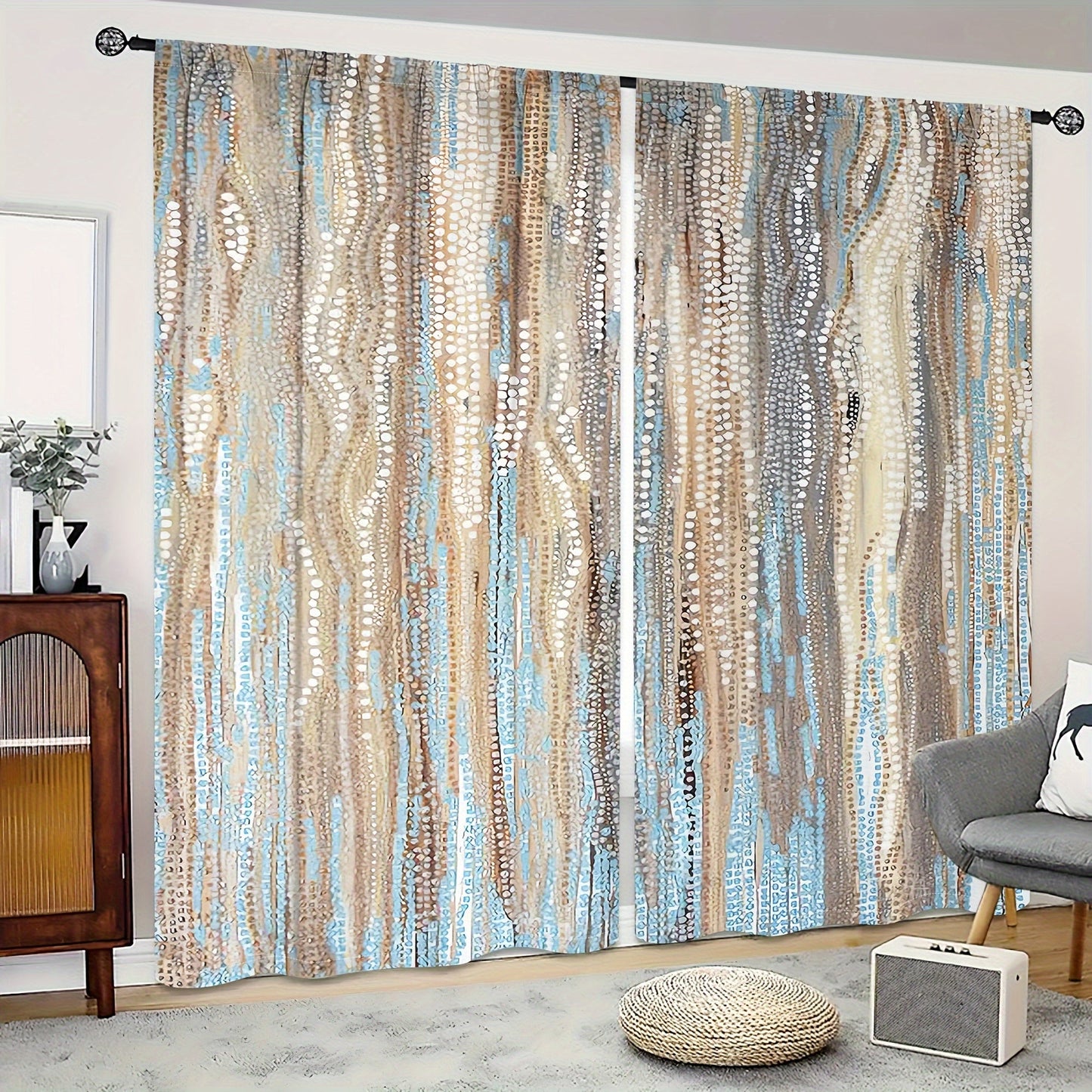 Two Rod Pocket Design Curtains for Bedroom and Living Room, Decorative Window Drapes for Home Decoration, Room Treatments and Decor