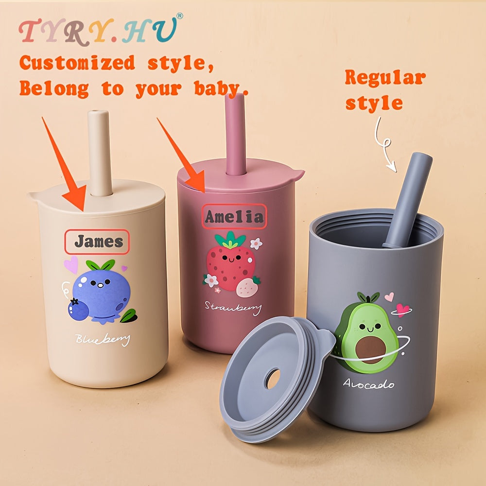 Personalized TYRY.HU 6oz Mini Water Cup with Name, Educational Portable Unbreakable Training Cup with Straw & Lid, Silicone Water Cup for Kids, Non-Toxic BPA Free Feeding Cup, Perfect Easter Gift