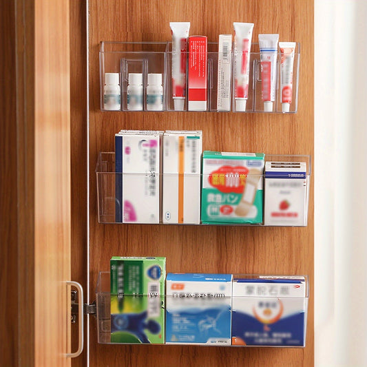 Acrylic Wall-Mounted Storage Organizer with Transparent Plastic Medicine and Cosmetic Sorting Box and Multi-Functional Mirror Cabinet for Home Organization