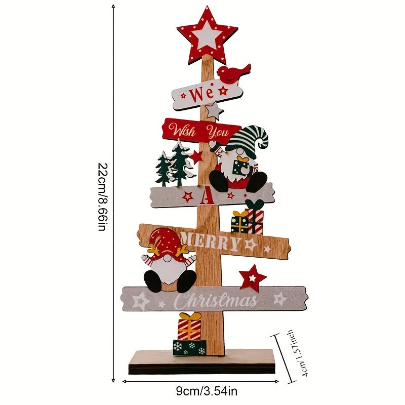 Wooden Christmas Tree & Santa Claus Desktop Sign Ideal for Holiday Decor, Gifts, Parties, DIY Decoration, Plaque, 2024 New Years