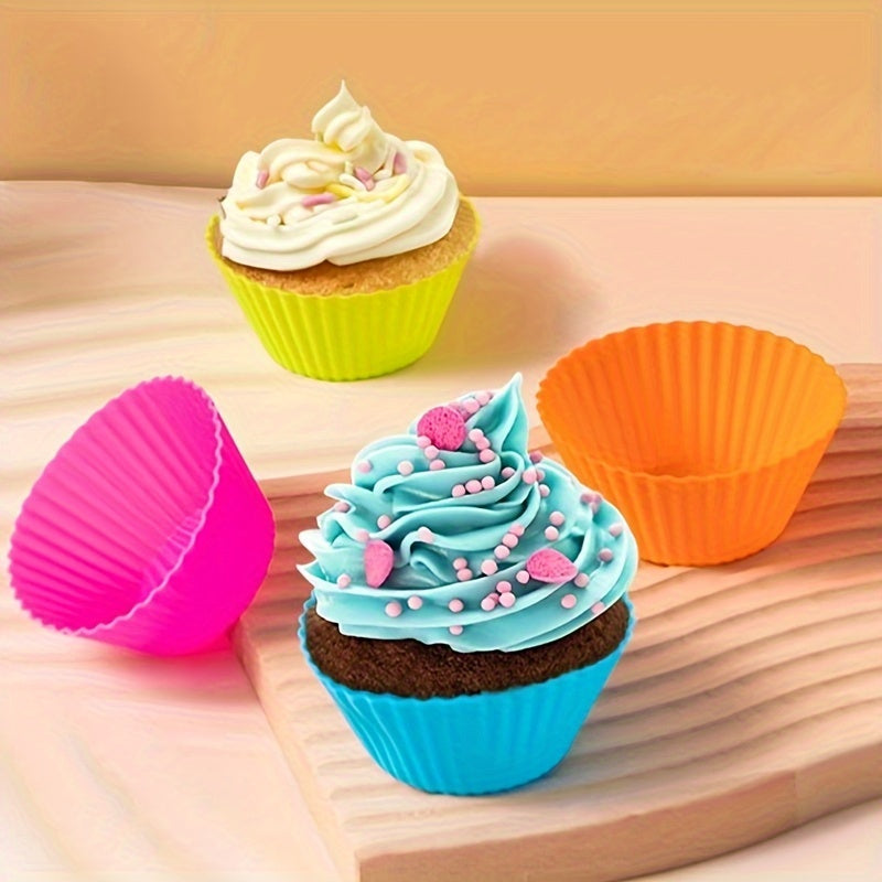 Set of Silicone Baking Cups - Choose from 6, 12, or 18 Reusable Muffin Cup Molds for Baking, Steaming, or Microwaving Small Treats like Cakes, Candies, and Puddings - Safe for Oven, Steamer, Microwave, and Dishwasher - Essential Kitchen Tools