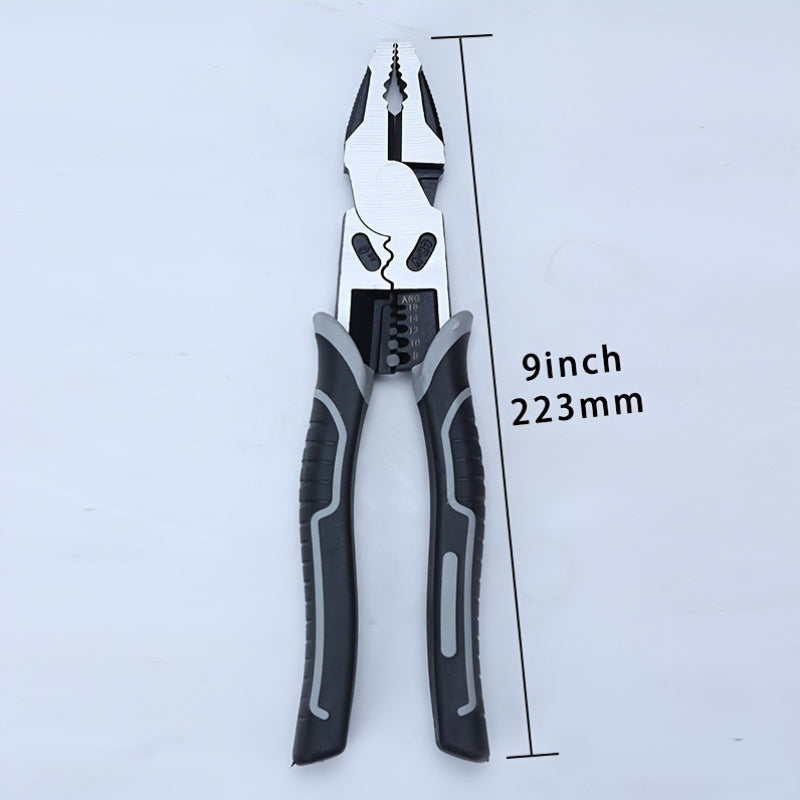 1pc 9-inch heavy-duty CR-V steel wire cutter pliers for cutting wire, sheet metal, and pipe.