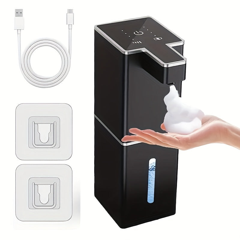 380ml USB Rechargeable Soap Dispenser with Motion Sensor - Wall-Mounted, Plastic, Automatic Hand & Dishwashing Liquid Dispenser for Bathroom and Kitchen.