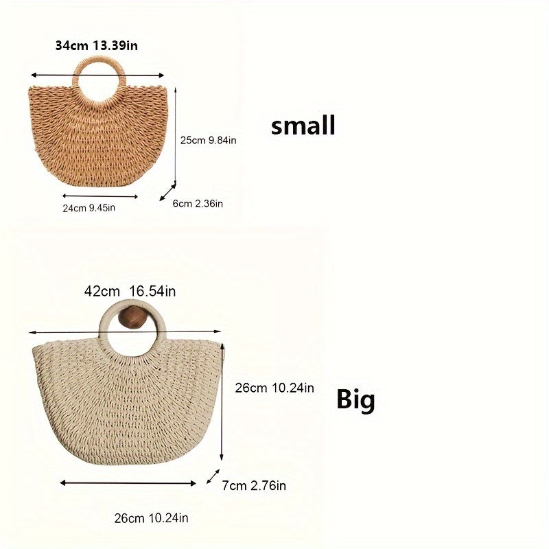 Women's Vintage Crescent Straw Weaving Bag