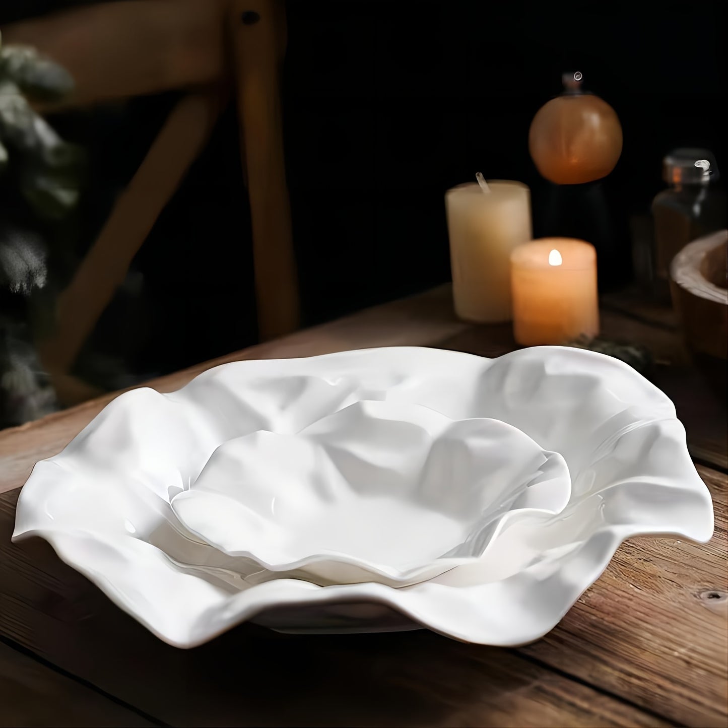 Single white ceramic dish, versatile for afternoon tea, pasta, molecular cuisine, diet meals, desserts, salads, and fruits. Ideal for home or restaurant parties.