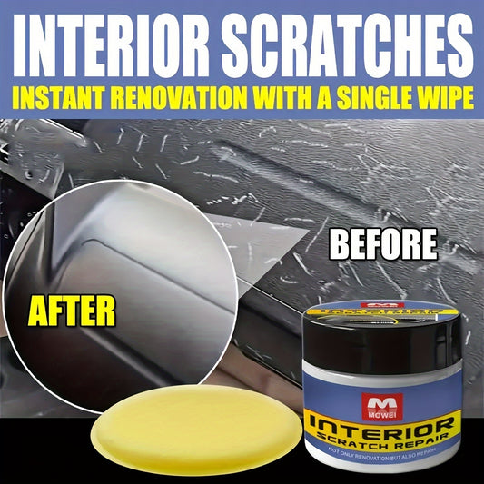 Microfiber car scratch repair wax for quick fix of minor scratches on auto interior and plastic surfaces.